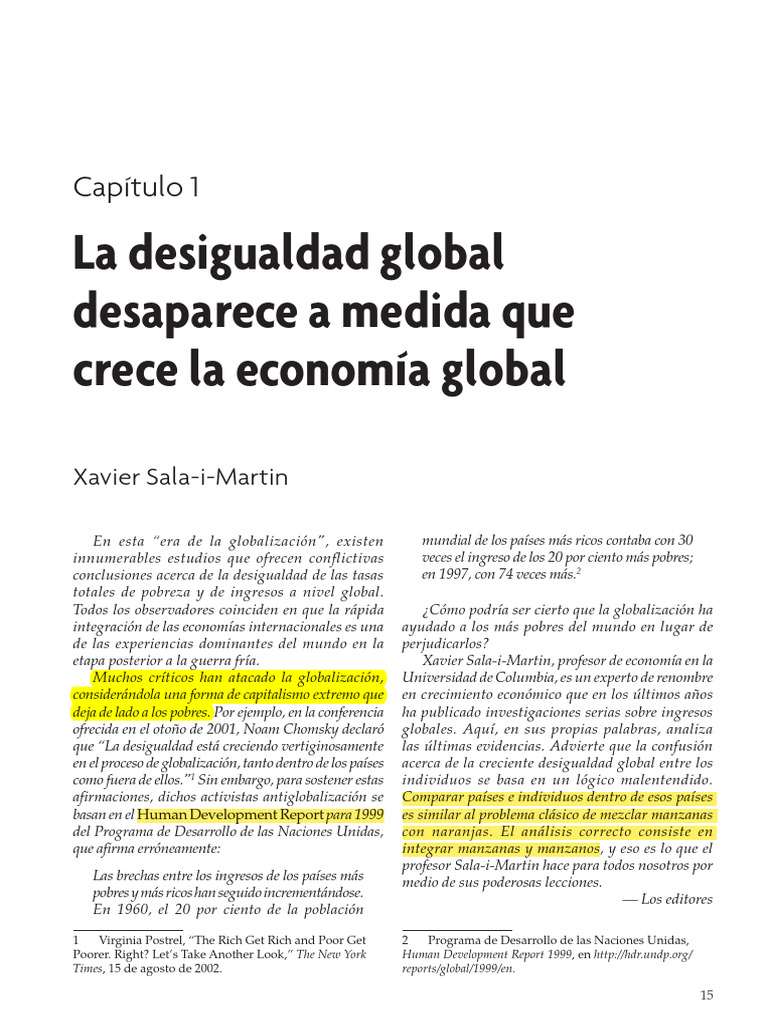 La Desigualdad Xavier Sala | PDF | Pobreza | Pobreza e indigencia