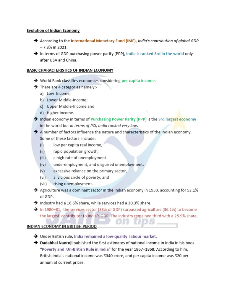 Evolution of Indian Economy | PDF | Economy Of India | Gross Domestic ...