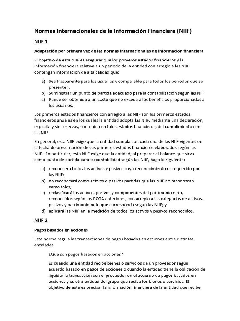 NIIF Normas Internacionales de La Información Financiera | PDF | normas ...