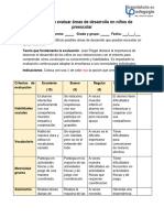 Rubrica para evaluar áreas de desarrollo en niños de preescolar