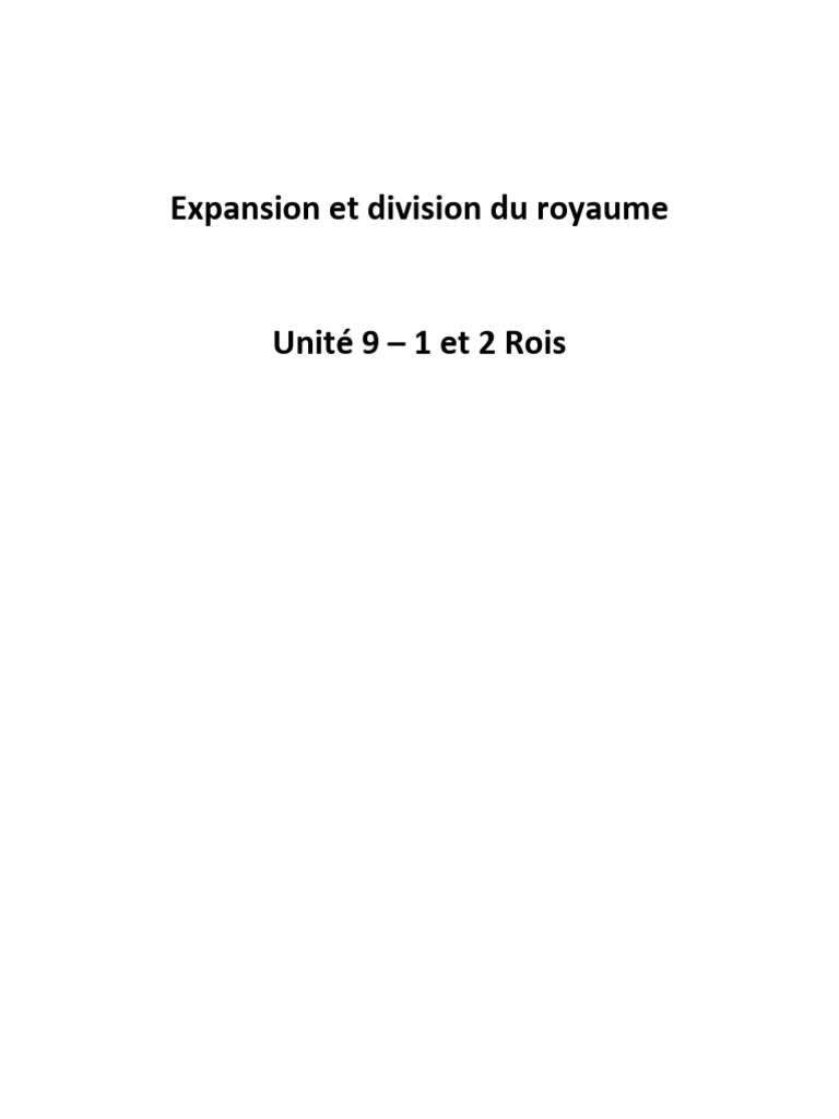 Histoire et royauté dans 1 et 2 Rois | PDF | Livres des Rois | Livres ...
