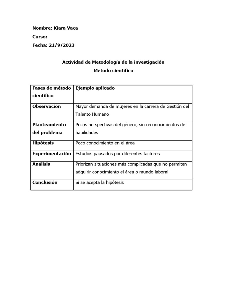 Actividad Metodo Cientifico | PDF