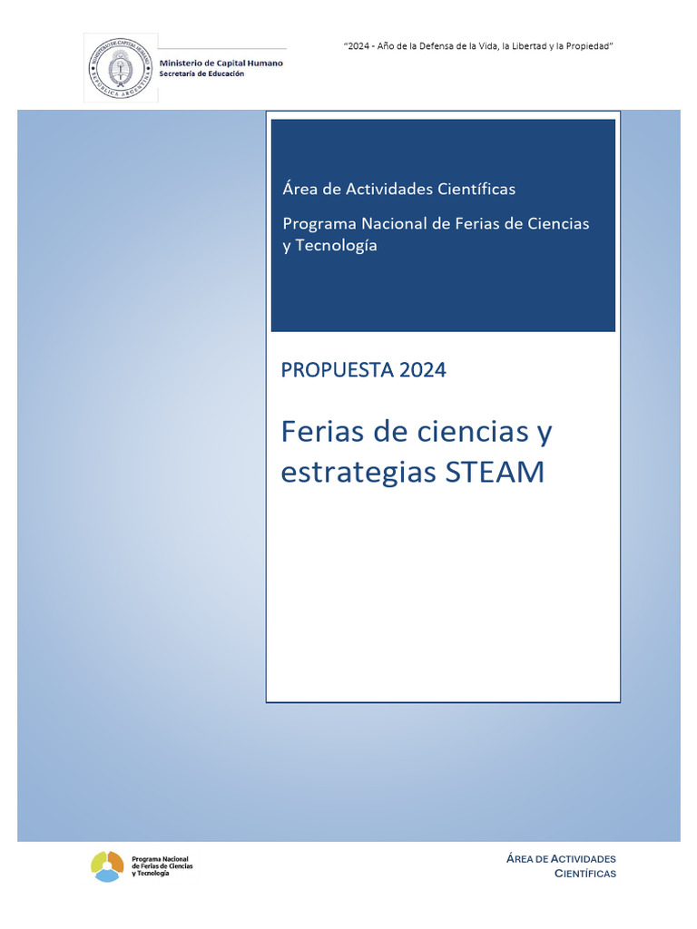 Propuesta STEAM para Feria de Ciencias 2024 | PDF | Evaluación ...