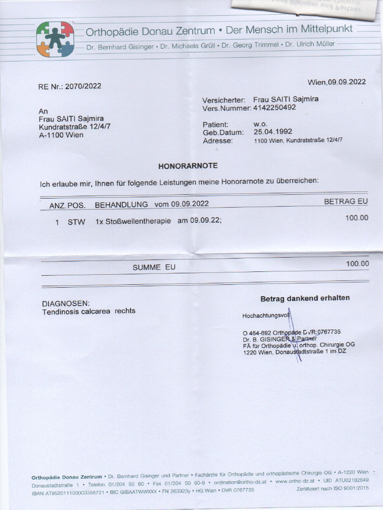 Honorarnote 090922 2 | PDF
