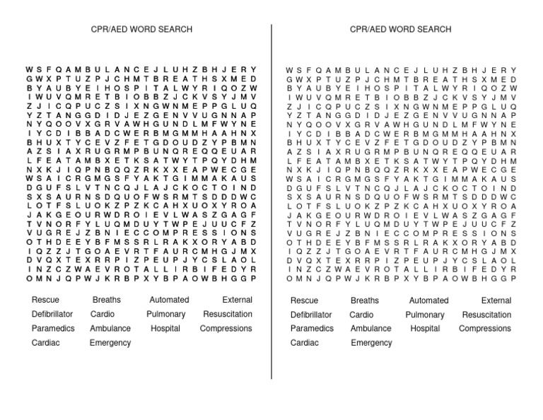 CPR Aed Word Search PDF