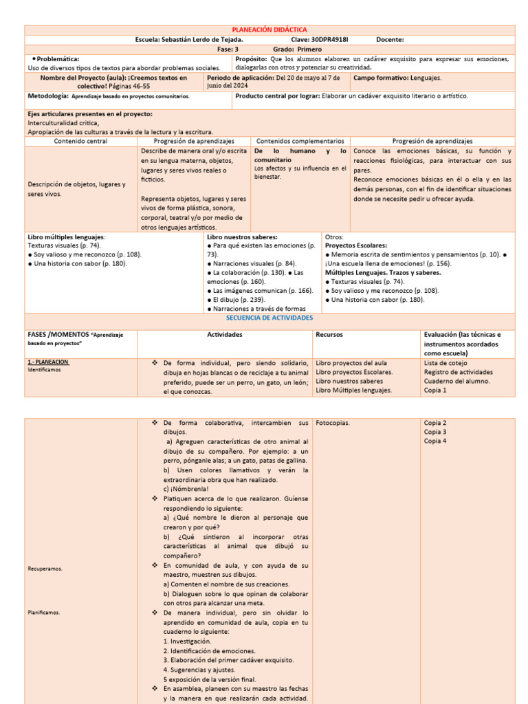 Proyecto de Aula | PDF | Las emociones | Salón de clases