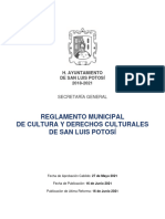Reglamento Municipal de Cultura y Derechos Culturales de San Luis Potosí 2021