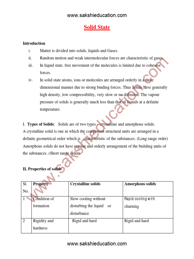 Types and Properties of Solids | PDF | Solid | Liquids