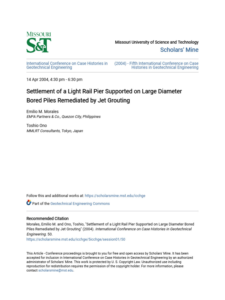 Ground Improvement Jet Grouting Large Diameter Bored Piles | PDF | Deep ...