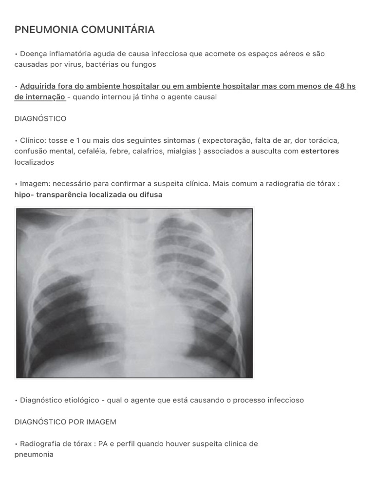 Pneumonia Comunitária: Diagnóstico e Tratamento | PDF | Pneumonia ...