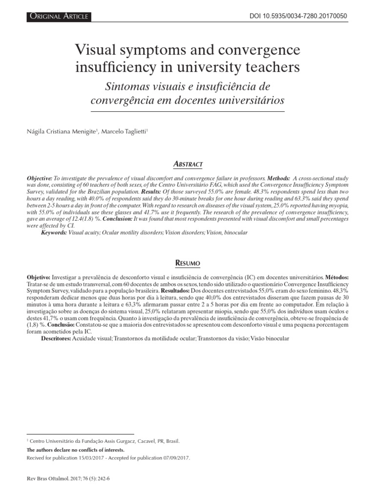Visual Symptoms and Convergence | Download Free PDF | Vision | Senses