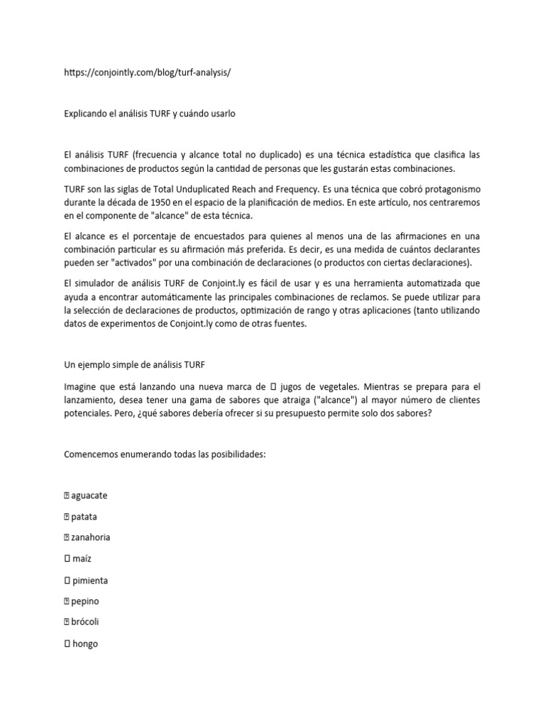 Análisis TURF: Alcance y Frecuencia | PDF | Mercado (economía) | Business