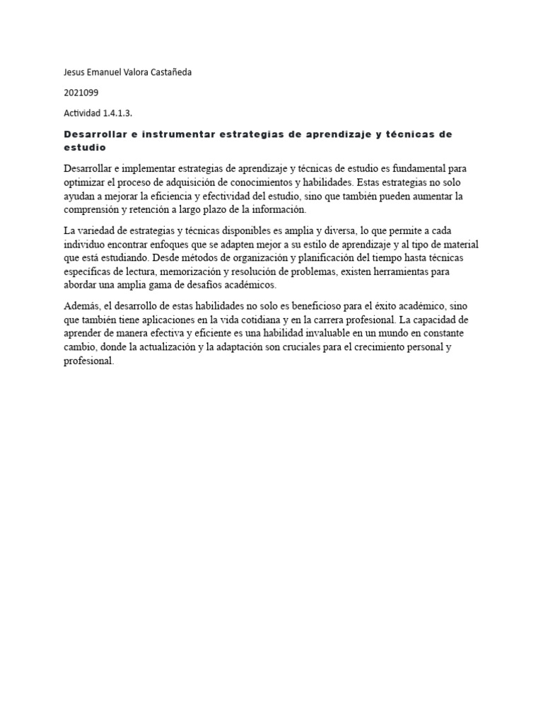 Estrategias Efectivas de Aprendizaje | PDF | Crecimiento personal y ...