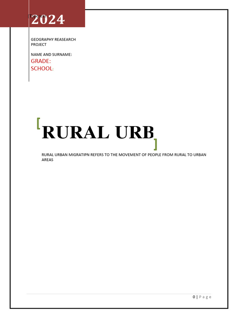 Rural Urban Migration | PDF | Human Migration | Urbanization