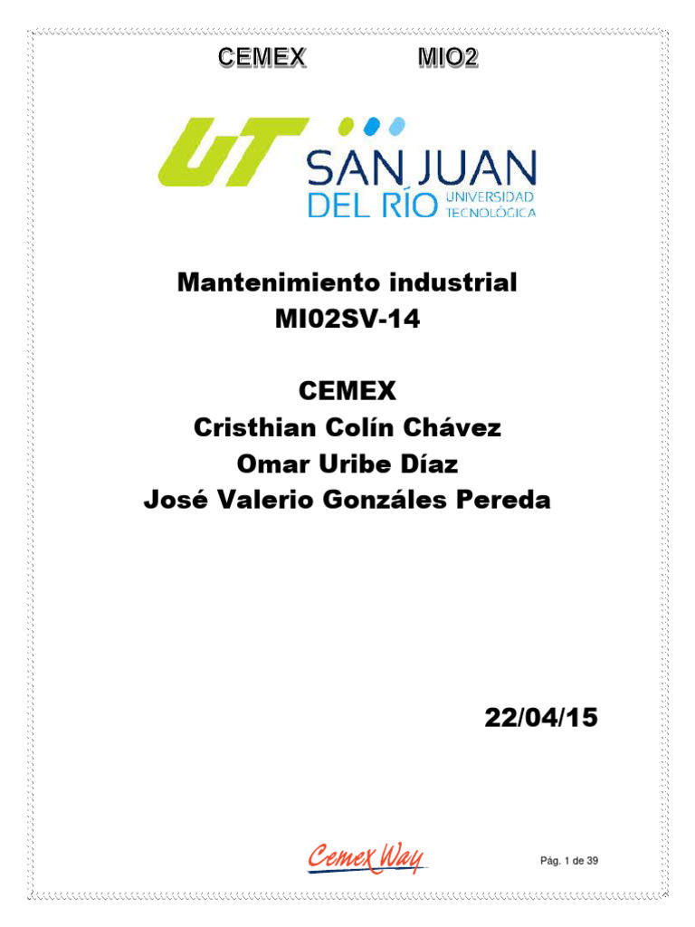 Manual de Mantenimiento Industrial CEMEX | PDF