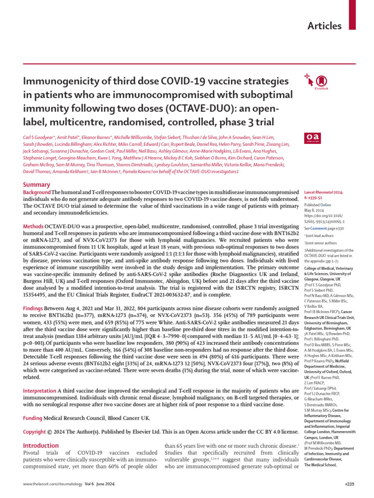 Immunogenicity of Third Dose COVID 19 Vaccine Stra | PDF | Vaccines | Drugs