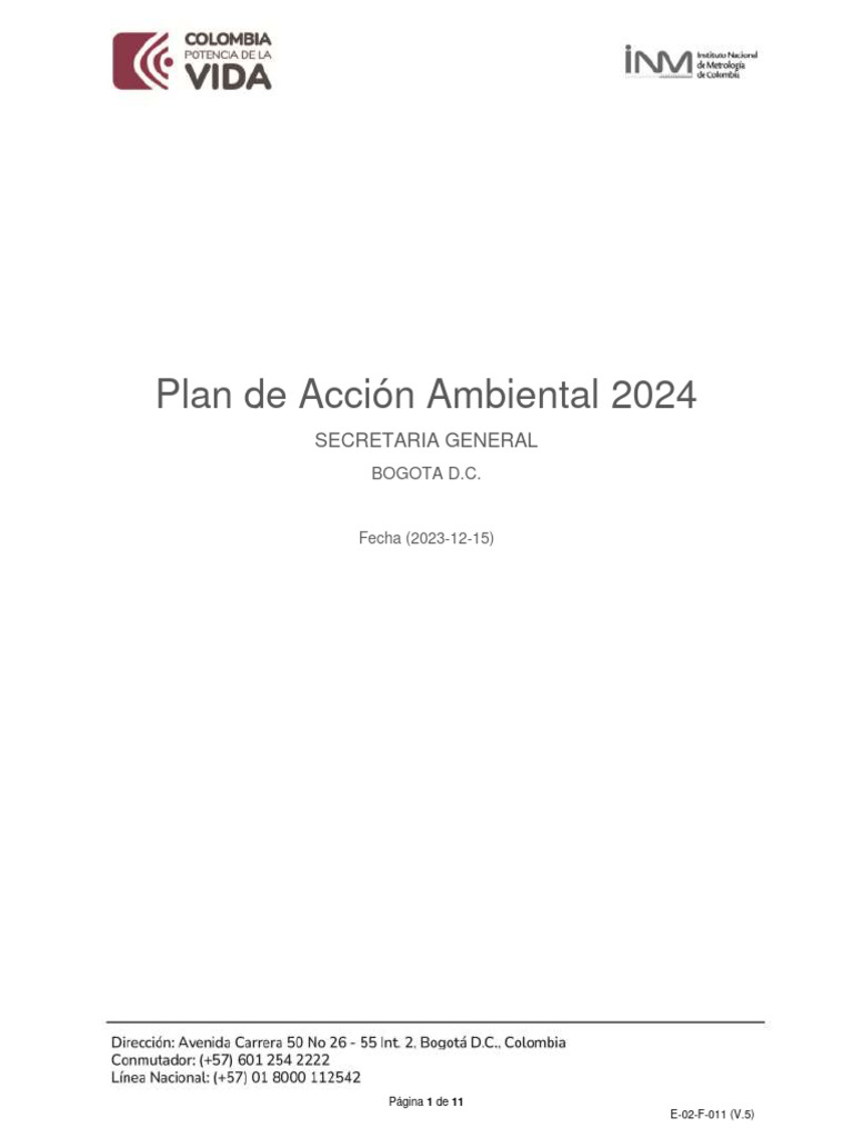 Plan de Acción Ambiental 2024 INM | PDF | Sustentabilidad | Residuos