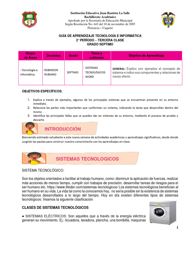 Guía 2 Tecnologia 7° 2P | PDF | Informática | Hardware de la computadora