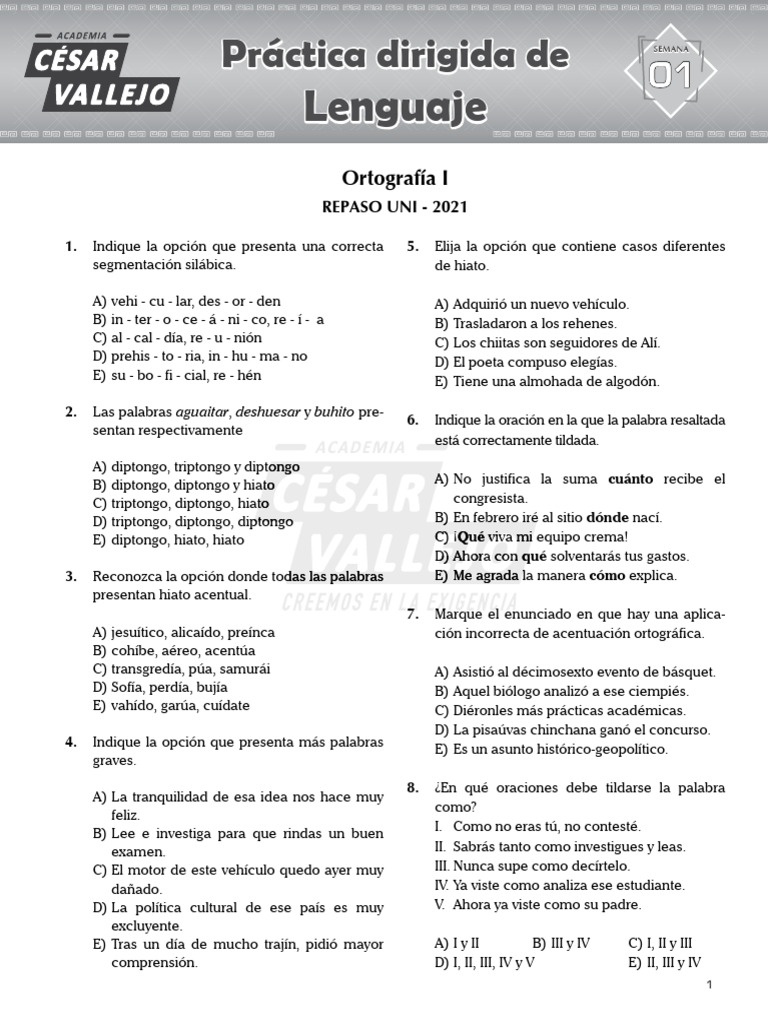 Repaso de Lenguaje y Ortografía UNI | PDF | Voz humana | Fonética