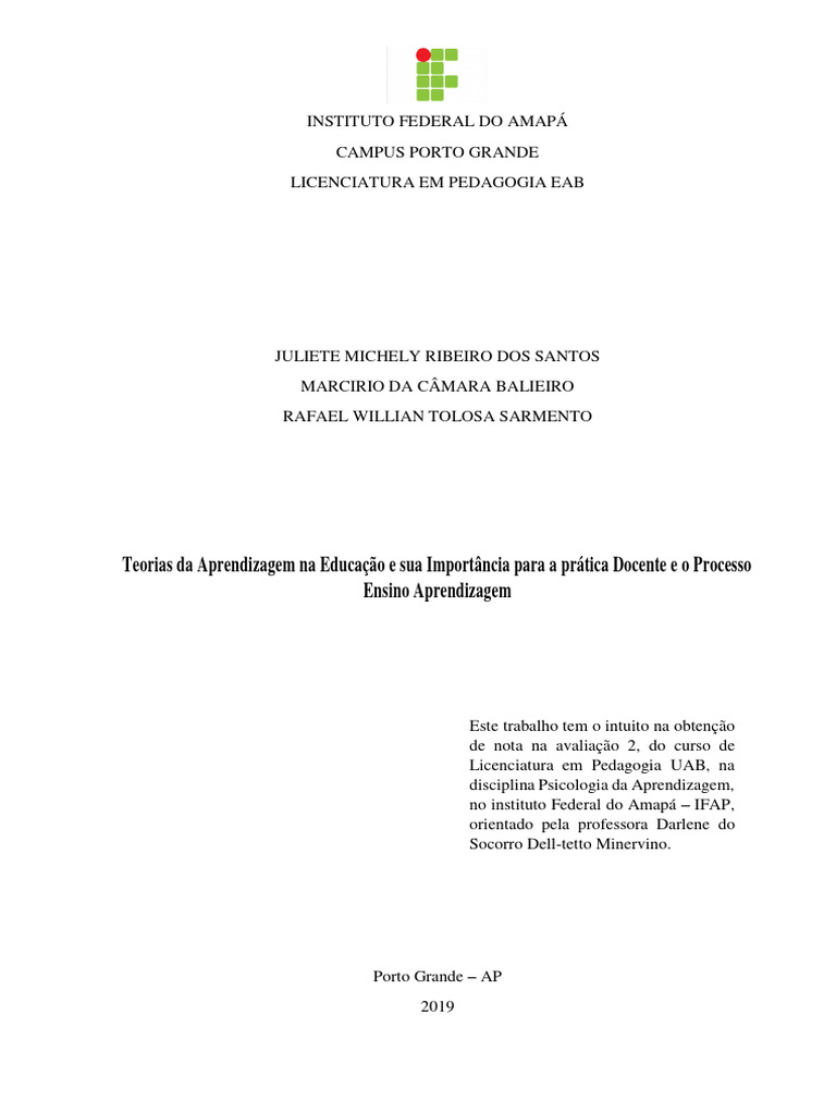 Teorias da Aprendizagem na Educação | PDF | Aprendizado | Behaviorismo