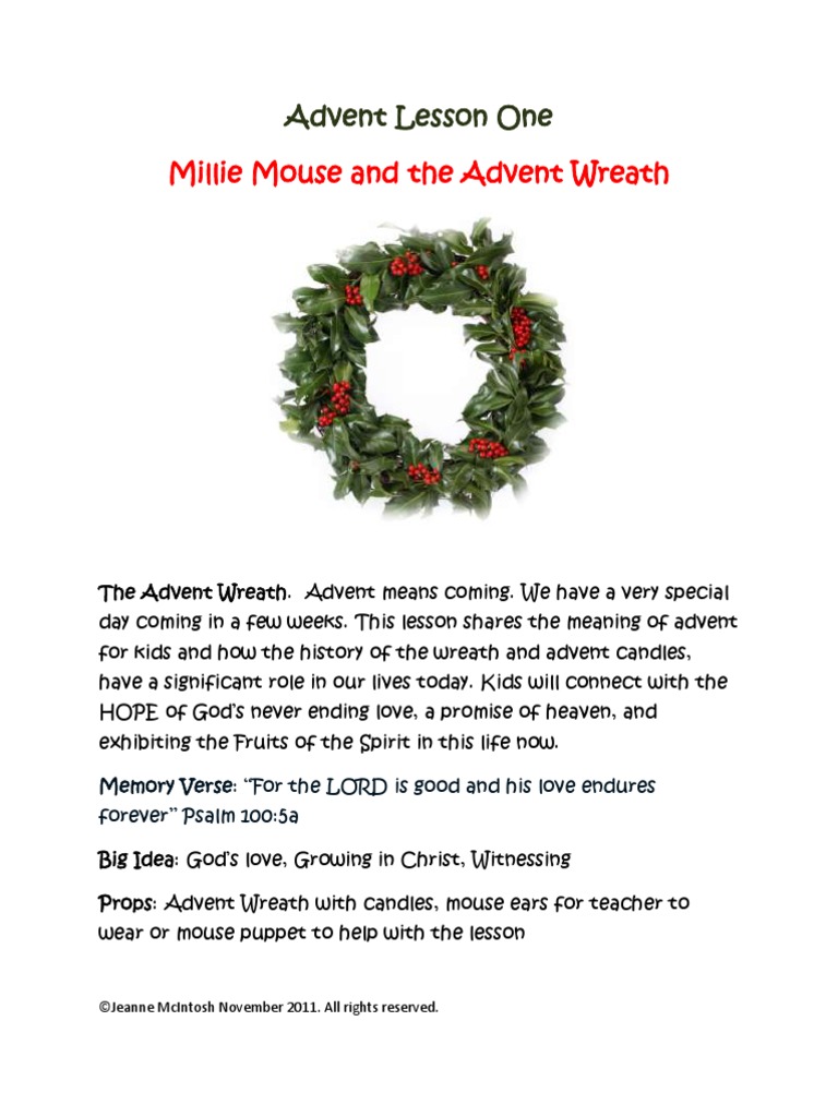 The Christmas Wreath Advent Week One Advent Wreath