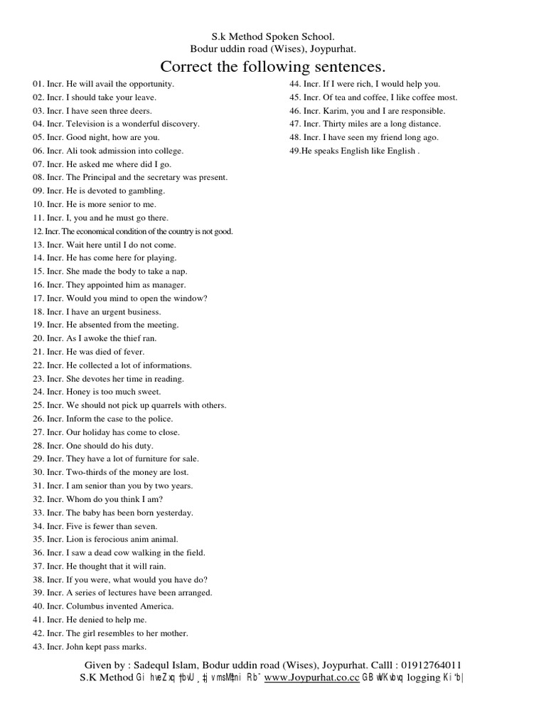 English Sentence Correction Guide | PDF | Mystery, Thriller & Crime Fiction