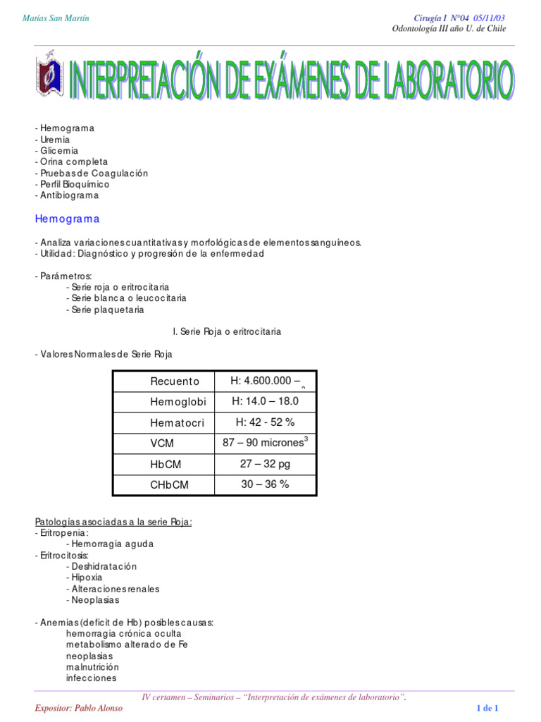 Interpretación de Exámenes de Laboratorio - 4 | PDF | Coagulación ...