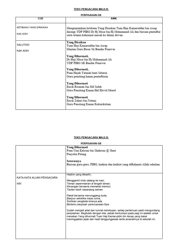 Teks Mc Perpisahan Gb Sekolah Pdf
