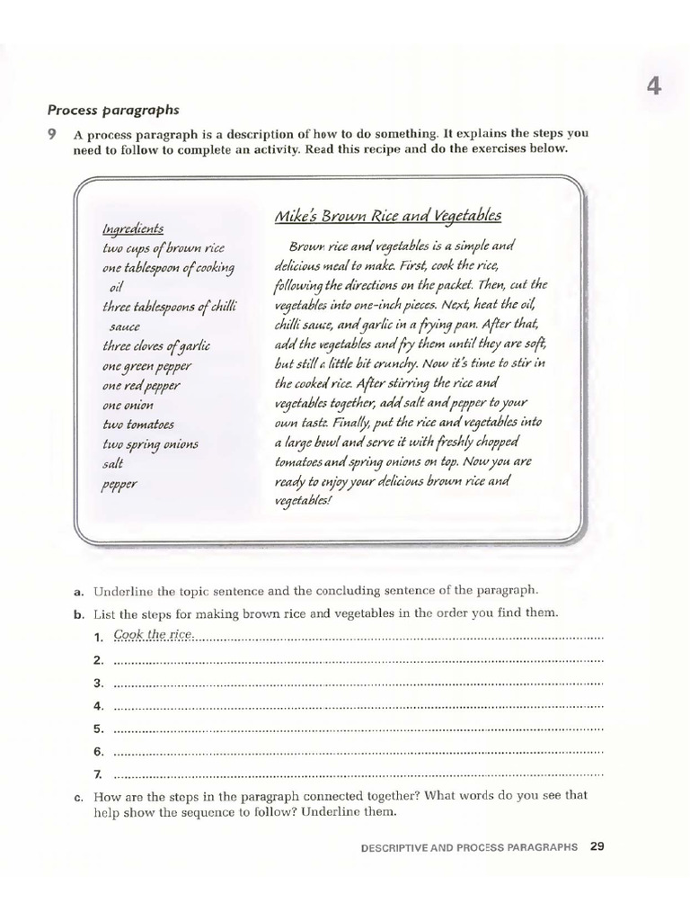 Process Paragraph Topics