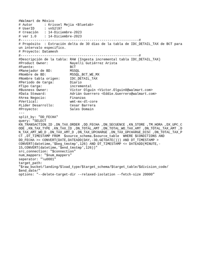 01 Inc MX BCT Se Idc DTL Tax SQL To Gcs | PDF