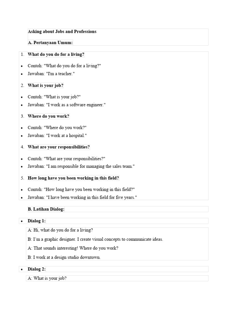 Jobs and Professions: Key Questions Guide | PDF | Patient | Nursing