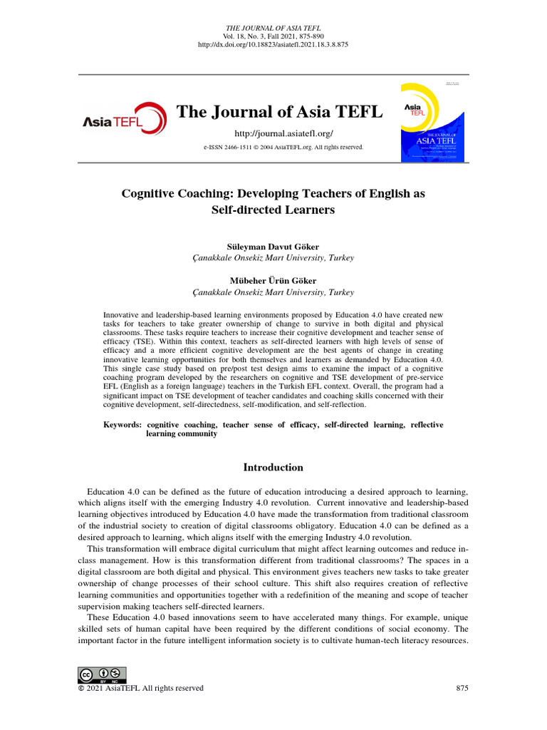 Cognitive Coaching for EFL Teacher Development | PDF | Mentorship ...