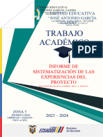 Trabajo Académico Informe de Sistematización Del Proyecto Interdisciplinario Bgu Filtro de Agua 2023-2024