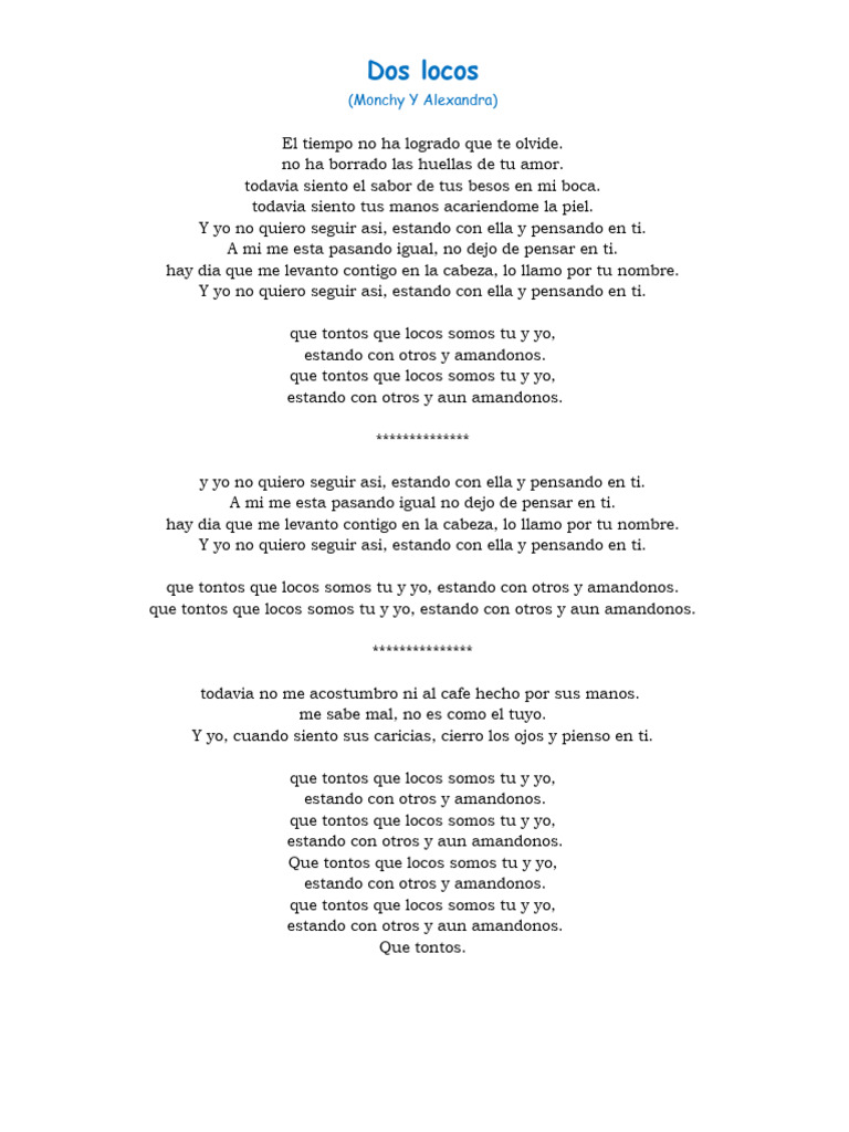 Que tontos, que locos somos tú y yo | PDF