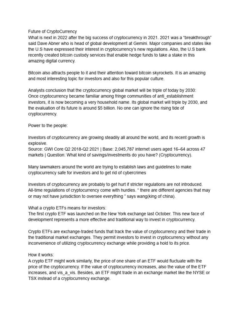 Cryptocurrency Market Outlook 2030 | PDF | Cryptocurrency | Exchange Traded  Fund