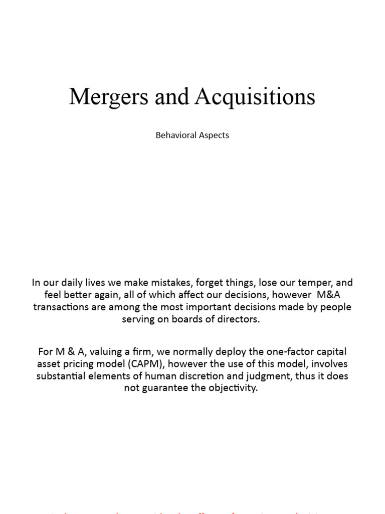 Mergers And Acquisitions Pdf Valuation Finance Mergers And