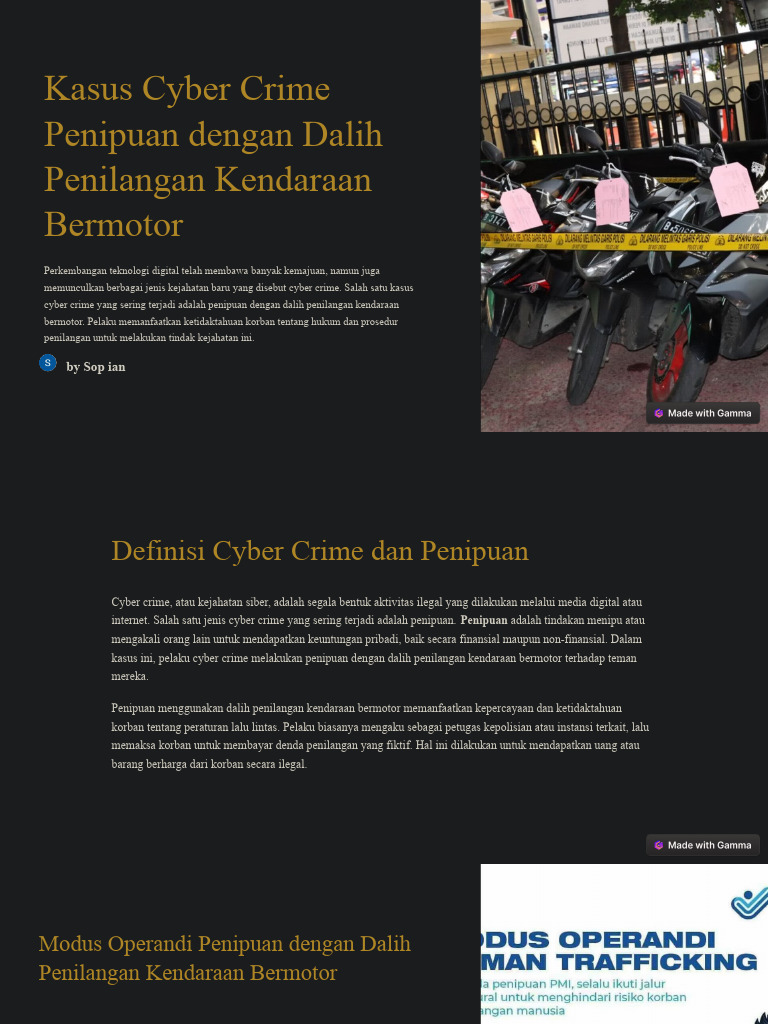 Kasus Cyber Crime Penipuan Dengan Dalih Penilangan Kendaraan Bermotor | PDF