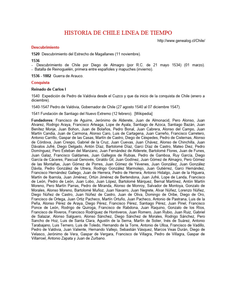 Línea de Tiempo de la Historia de Chile | PDF | Chile