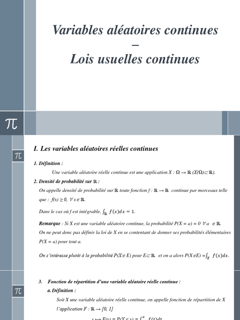 Lois de Probabilité des Variables Continues | PDF | Variable aléatoire ...