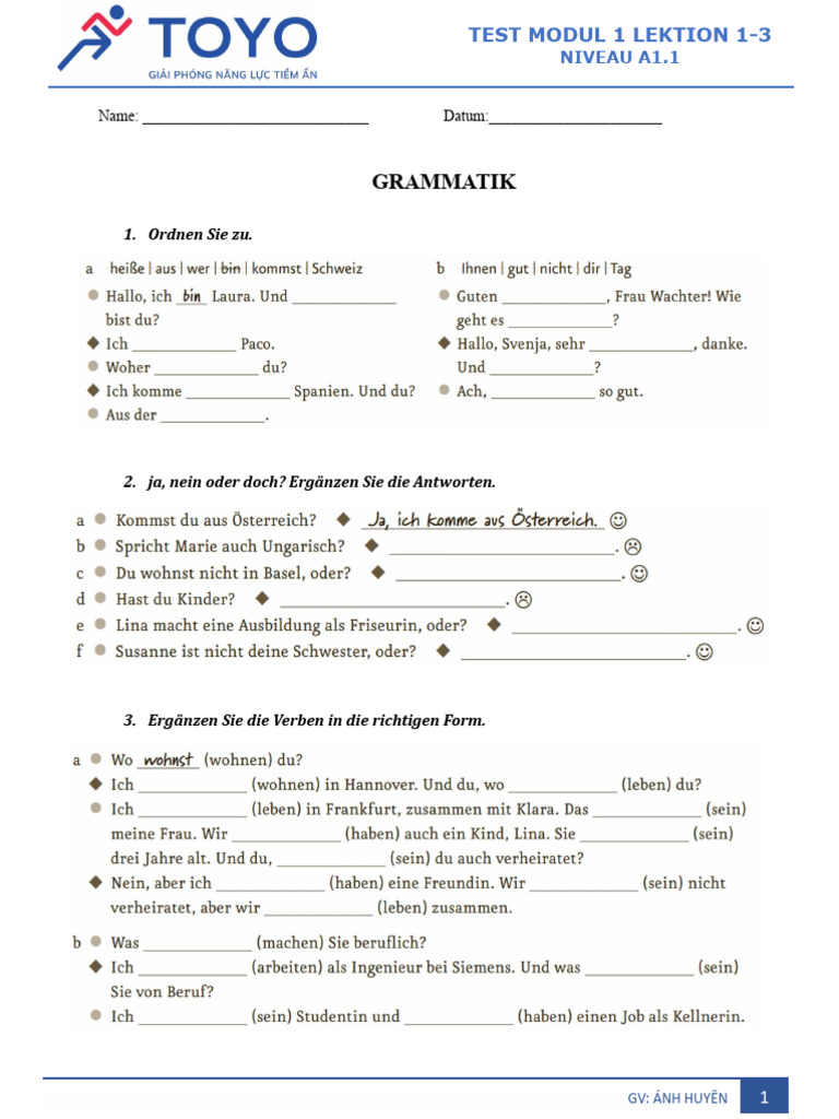 TOYO Test Modul 1 Lek1-3 | PDF