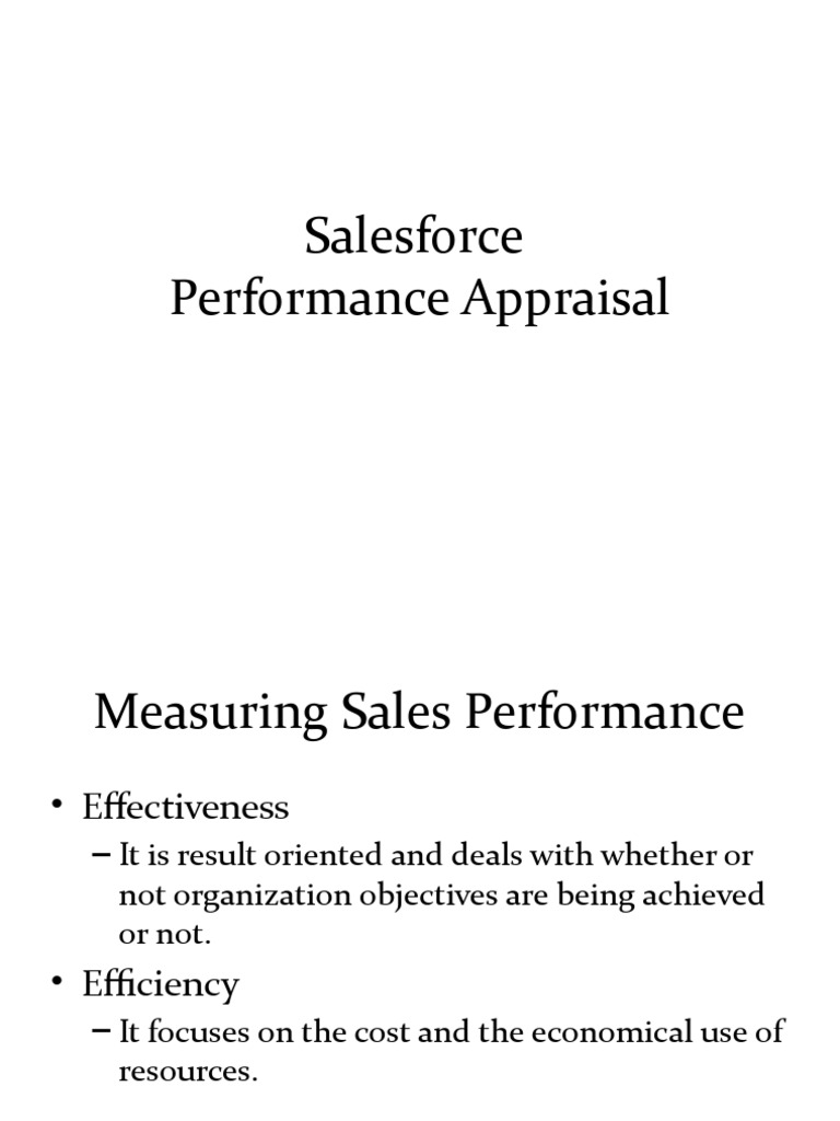 Salesforce Performance Evaluation Guide | PDF | Sales | Performance ...