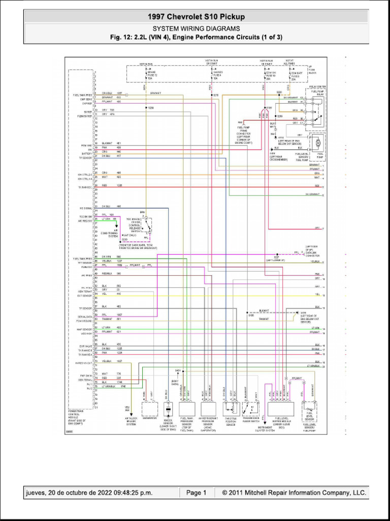 1997 Chevy S10 Wiring Diagrams | PDF