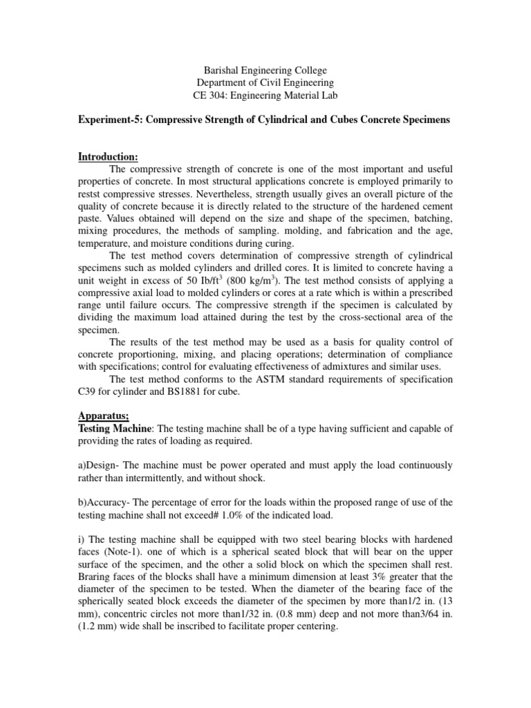Compressive Strength Testing of Concrete | PDF | Concrete | Strength Of ...