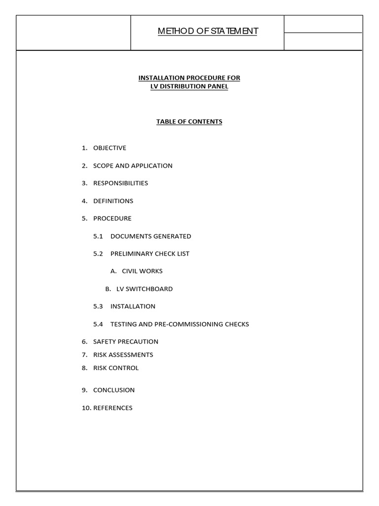 LV Distribution Panel Installation Guide | PDF | Specification ...