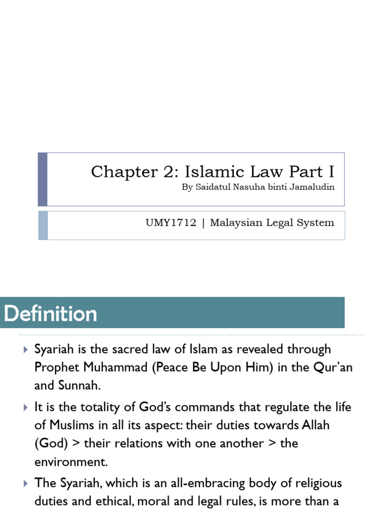 Chapter 2 Islamic Law I Pdf Abrahamic Religions Jurisprudence