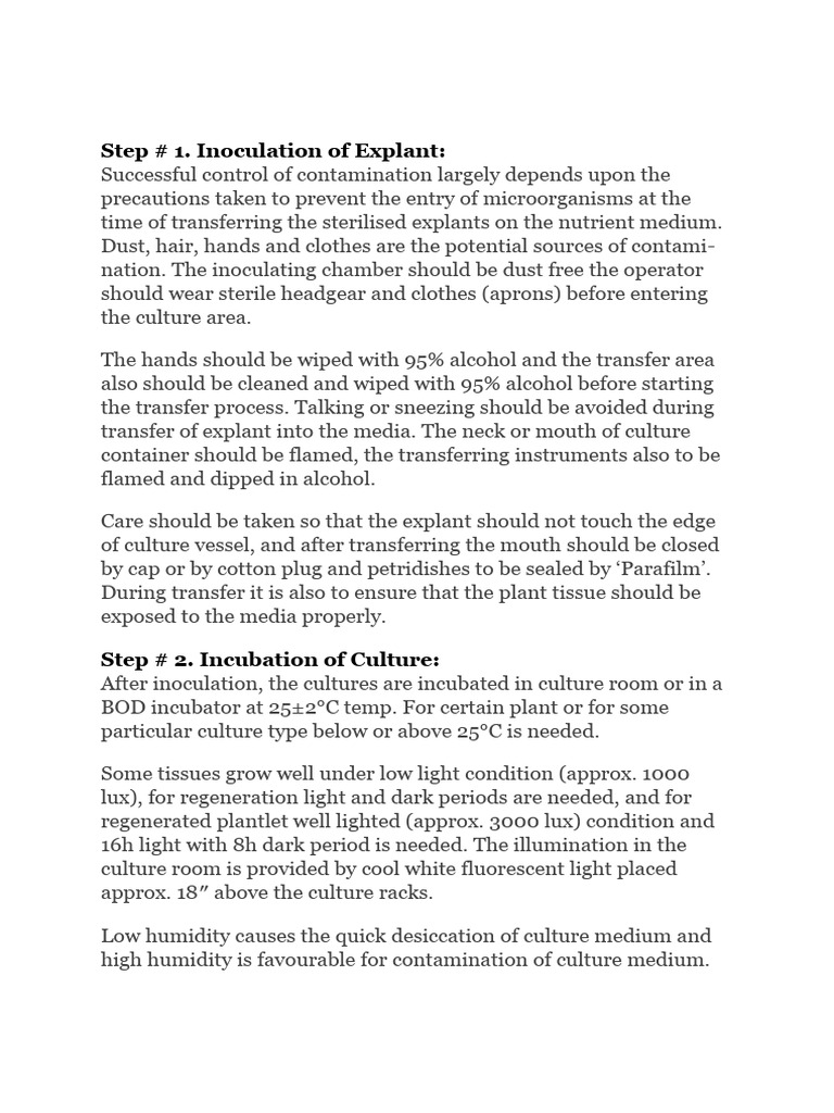 Inoculation Procedures in Plant Tissue Culture | PDF | Biology | Botany