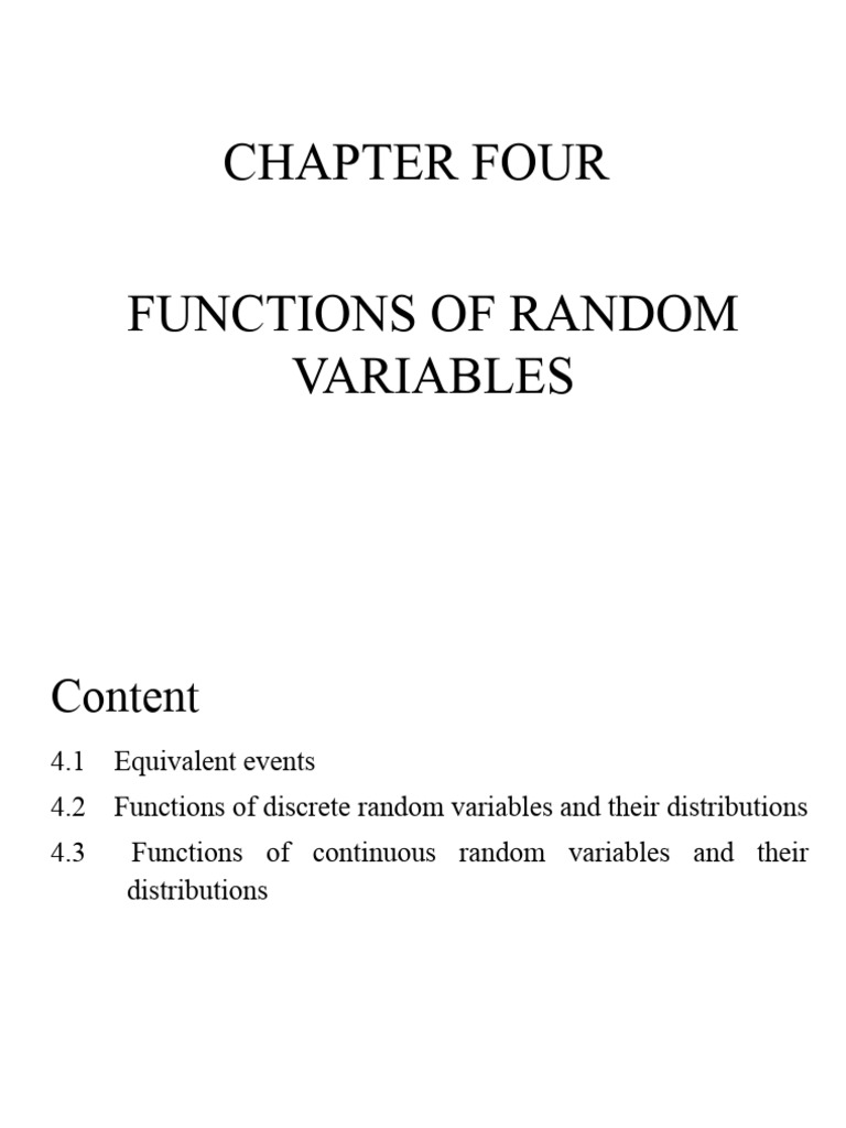 Functions of Random Variables Explained | PDF | Probability ...