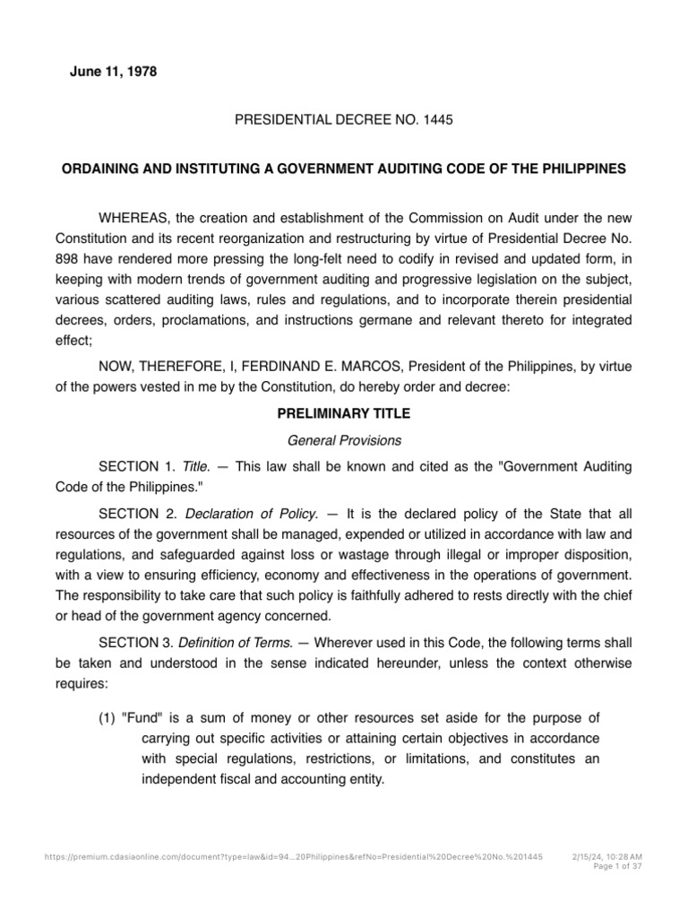Presidential Decree No. 1445