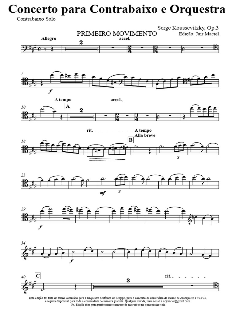 Contrabass Solo | PDF | Música clássica | Orquestras