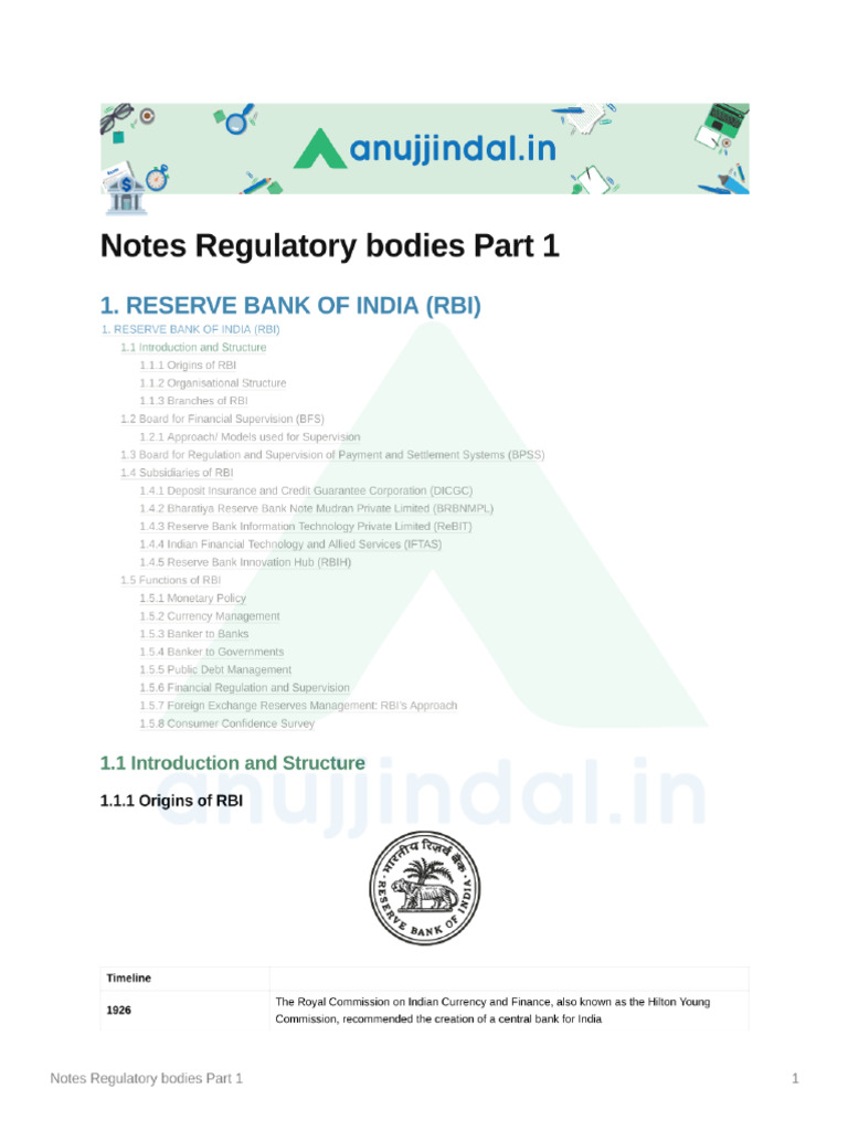 Notes - Regulatory Bodies Part 1 | PDF